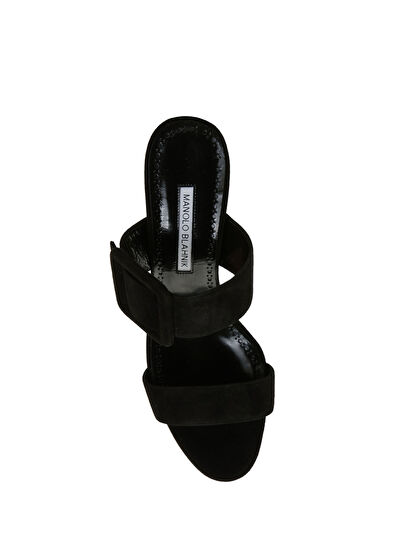 Manolo Blahnik Gable Siyah Kadın Süet Terlik - 4