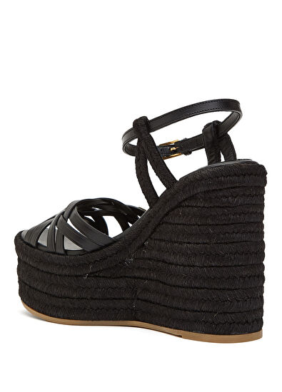 Siyah Kadın Deri Espadril - Görsel 4