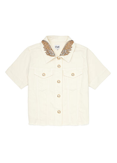 Beymen Club Off-White Embellished Denim Jacket - 7