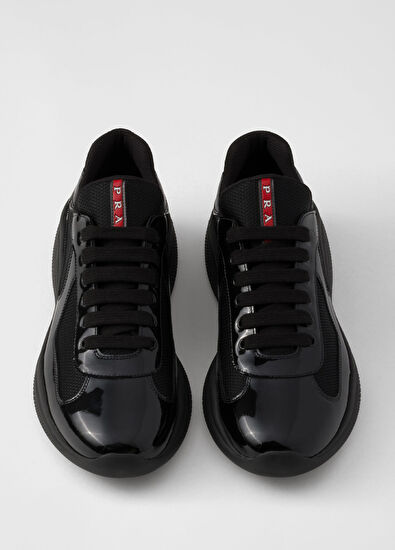 Prada America's Cup Black Patent Leather & Technical Fabric Men's Sneakers - 3