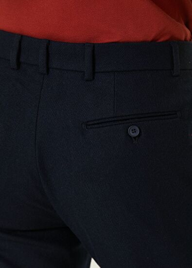 Beymen Club Lacivert Diyagonal Dokulu Flanel Yün Pantolon - 5