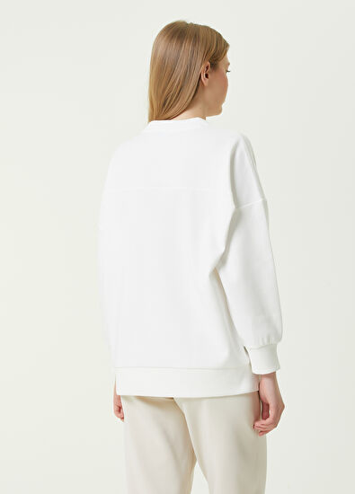 Beymen Club Kırık Beyaz Bisiklet Yaka Kuş Nakışlı Sweatshirt - 5