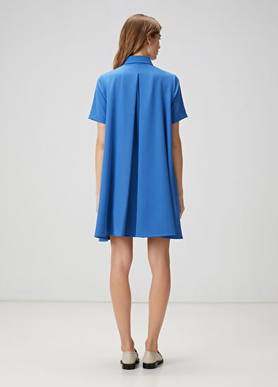 Beymen Club Mavi Mini Krep Gömlek Elbise - 4