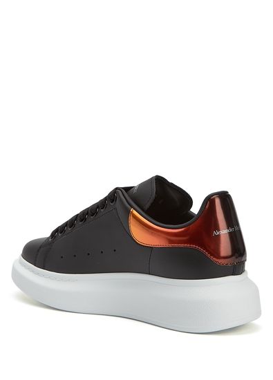 McQueen Oversized Siyah Turuncu Kadın Deri Sneaker - 3