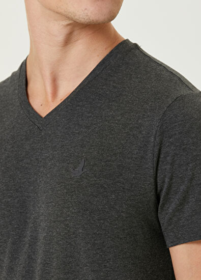 Beymen Club Gri Melanj V Yaka Basic T-shirt - 6