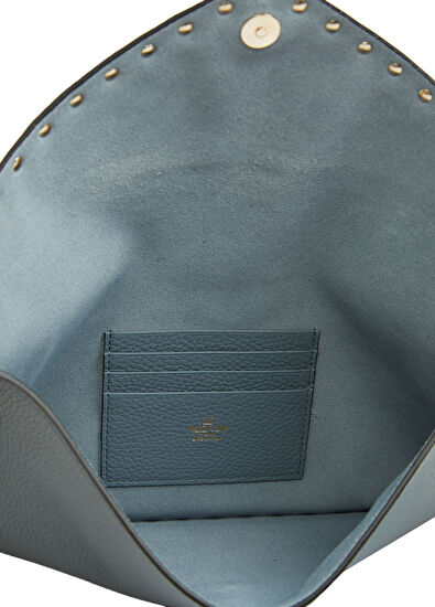 Rockstud Large Gri Kadın Deri El Portföyü - Görsel 6