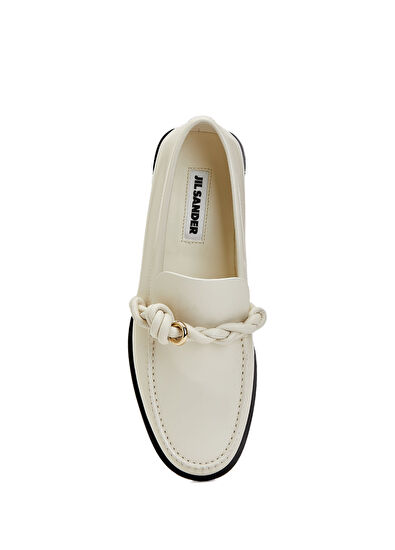 Jil Sander Kırık Beyaz Kadın Deri Loafer - 4