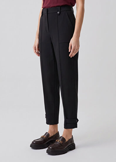 Beymen Club Siyah Paçası Apoletli Scuba Jogger Pantolon - 3