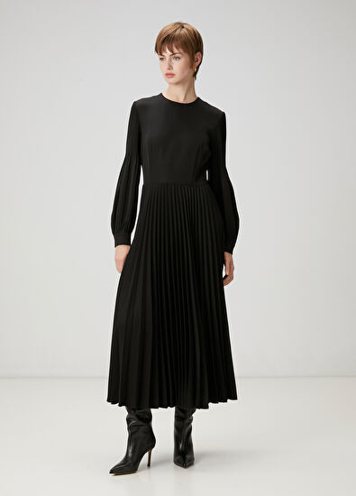 Beymen Club Black Pleated Midi Dress - 3