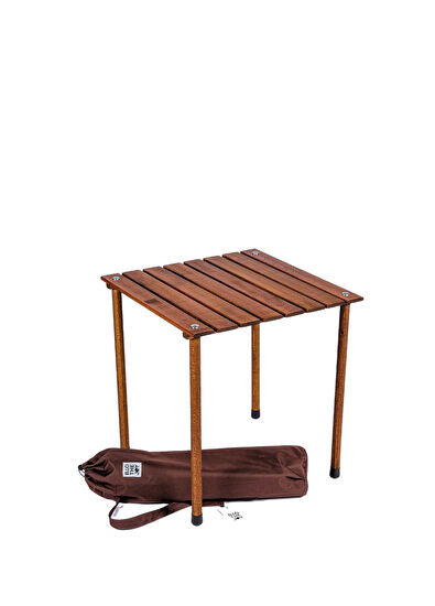 Bag The Joy Wooden Brown Dark Grey Folding Camping Table and Chair Set - 6