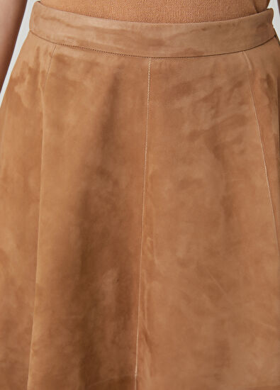 Beymen Club Brown Midi Suede Skirt - 5