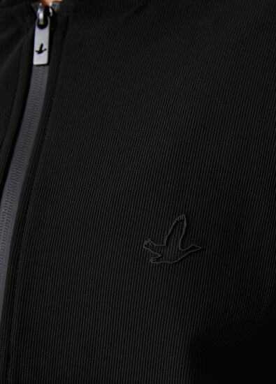 Beymen Club Siyah Kapüşonlu Ottoman Dokulu Sweatshirt - 5