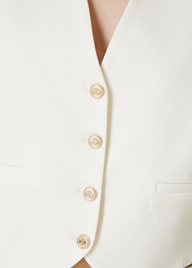 Beymen Club Kırık Beyaz Keten Yelek - 5