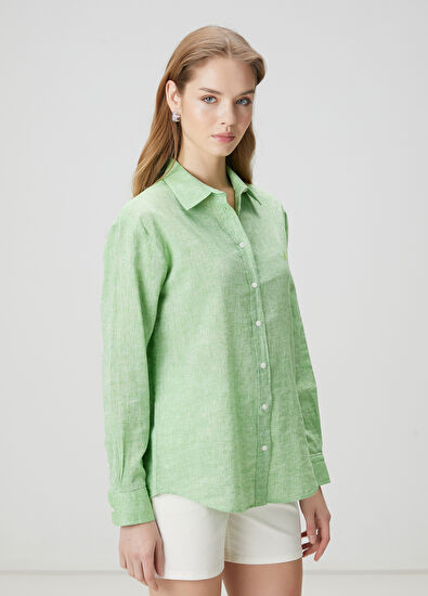 Beymen Club Green Linen Shirt - 3