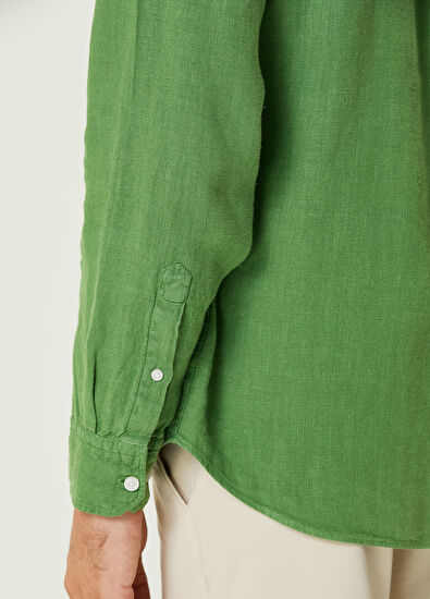 Beymen Club Comfort Fit Yeşil Keten Gömlek - 5