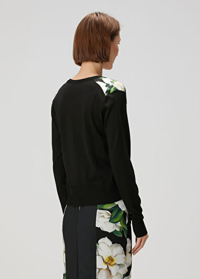 Dolce&Gabbana Siyah Çiçekli İpek Hırka - 5