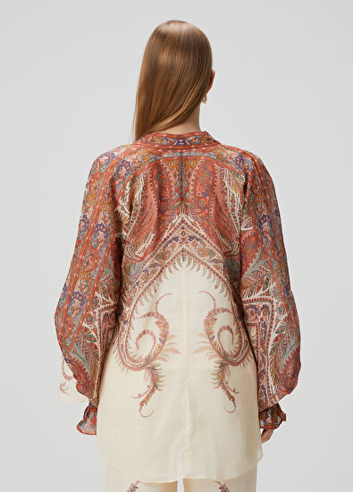 Zimmermann Rhiannon Bej Şal Desenli Bluz - 4