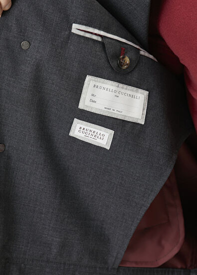 Koyu Gri Yün Mont - Görsel 8