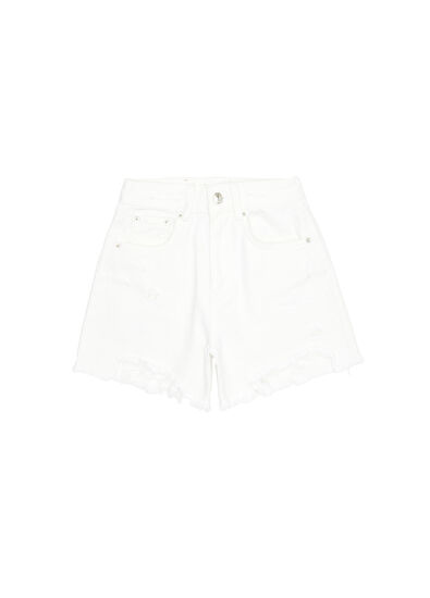 Beymen Club White Distressed Denim Shorts - 7