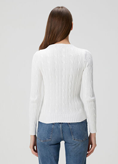 Beyaz Saç Örgülü Triko - Görsel 5