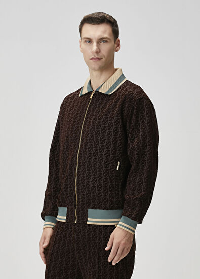 Drôle De Monsieur Koyu Kahverengi Geometrik Desenli Sweatshirt - 3