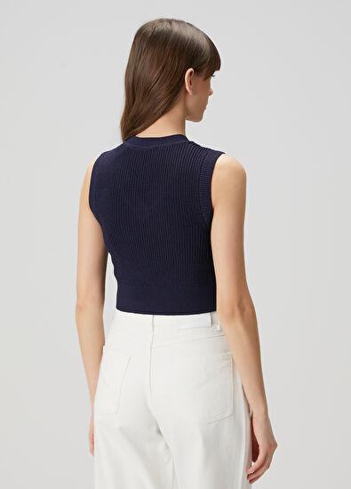 Academia Lacivert Logo Nakışlı Triko Süveter - 5