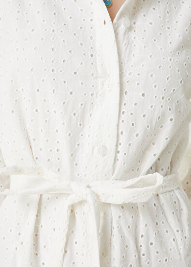 Beymen Club Off White Embroidered Mini Shirt Dress - 5