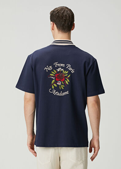 Drôle De Monsieur Lacivert Polo Yaka Kısa Kollu Triko - 4