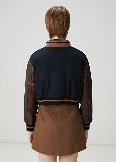 Beymen Club Navy Blue Brown Crop Jacket - 4