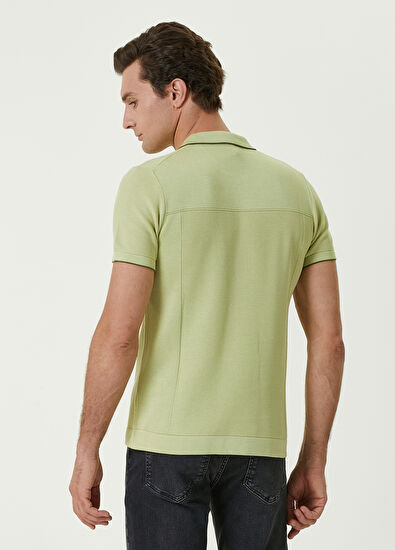 Beymen Club Yeşil Polo Yaka Tipping Dokulu Kısa Kollu Triko - 4