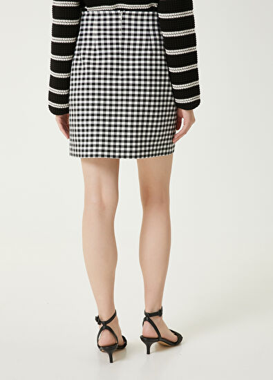 Beymen Club Siyah Beyaz Kareli Mini Etek - 6