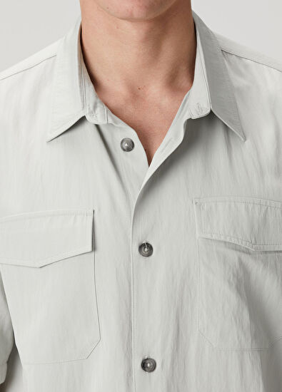 Beymen Club Grey Pockets Oversize Fit Short Sleeve Shirt - 5