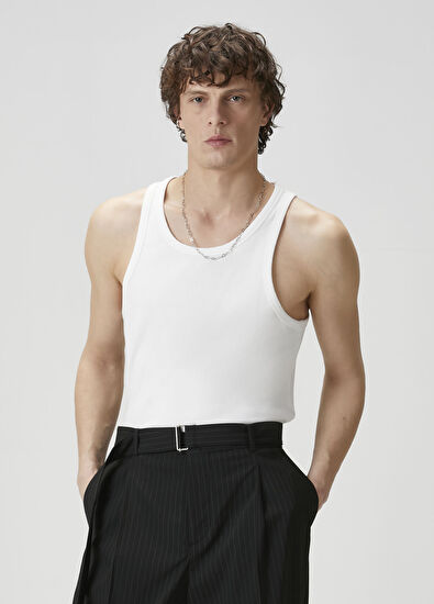 Academia White Ribbed Tank Top - 5