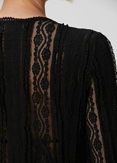 Charo Ruiz Inar Siyah Uzun Ceket - 5