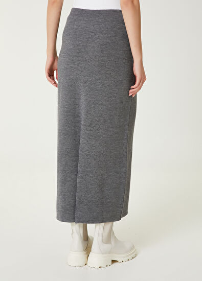 Beymen Club Gri Midi Yün Etek - 6