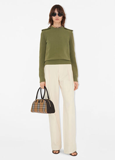 Burberry Highlands Bowling Bej Kadın Omuz Çantası - 6