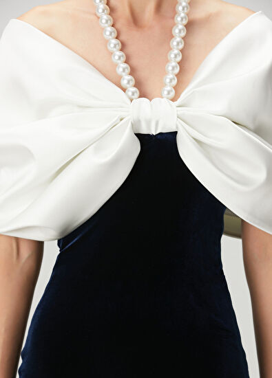 Nur Karaata Ivy Crown Lacivert Maksi Kadife Abiye Elbise - 5