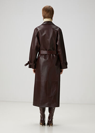 Beymen Club Burgundy Leather Coat - 4
