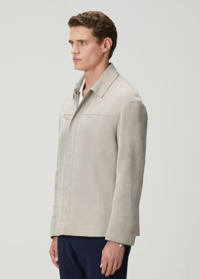 Beymen Club Gri Süet Deri Gömlek - 5