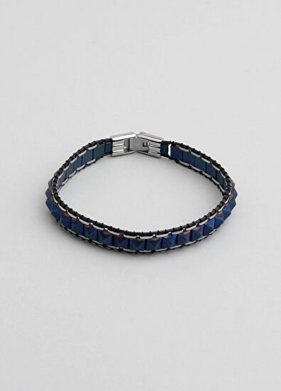 So Chic Hematit Taşlı Lacivert Çelik Erkek Bileklik - 5
