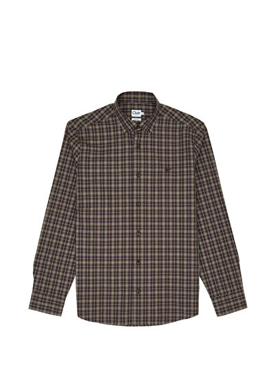 Beymen Club Comfort Fit Khaki Plaid Shirt - 5
