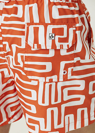 Beymen Club Orange Geometric Patterned Swimsuit - 6