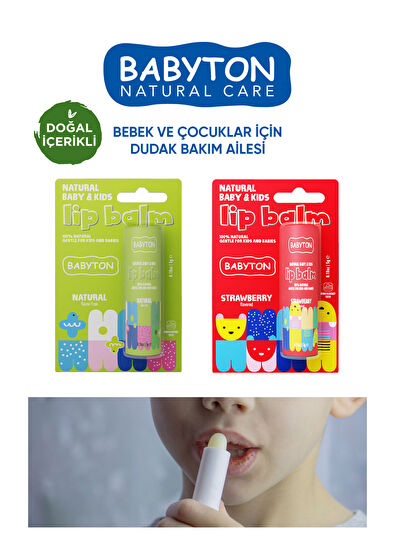 Babyton Doğal Çilekli Nemlendirici Çocuk Dudak Koruyucu 5 gr - 5