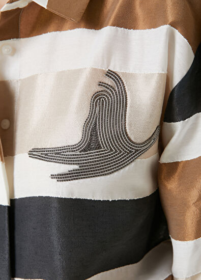 Beymen Club Bej Antrasit Çizgili Gömlek - 5