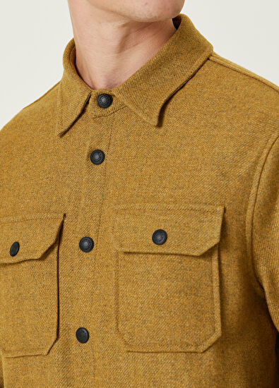 Beymen Club Hardal Flanel İnce Yün Dış Gömlek - 6