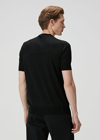 Jil Sander Siyah Kısa Kollu Yün Triko - 4