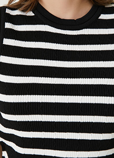 Beymen Club Black White Striped Knit Tank Top - 5