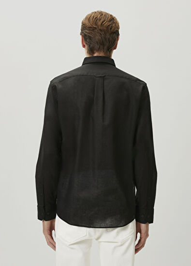 Beymen Club Comfort Fit Black Linen Shirt - 5