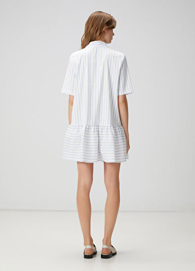 Beymen Club Blue White Striped Mini Shirt Dress - 4