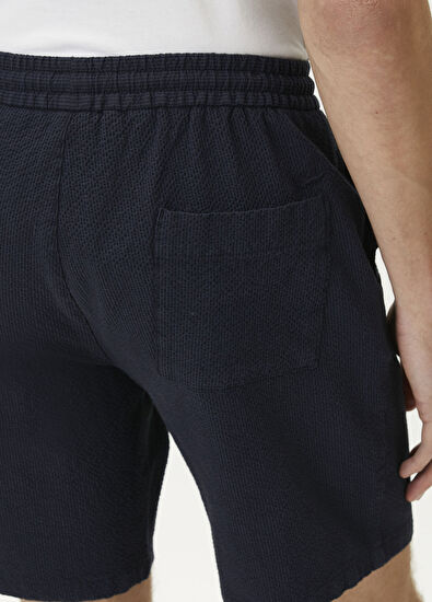 Beymen Club Navy Blue Waist Corded Seersucker Shorts - 5